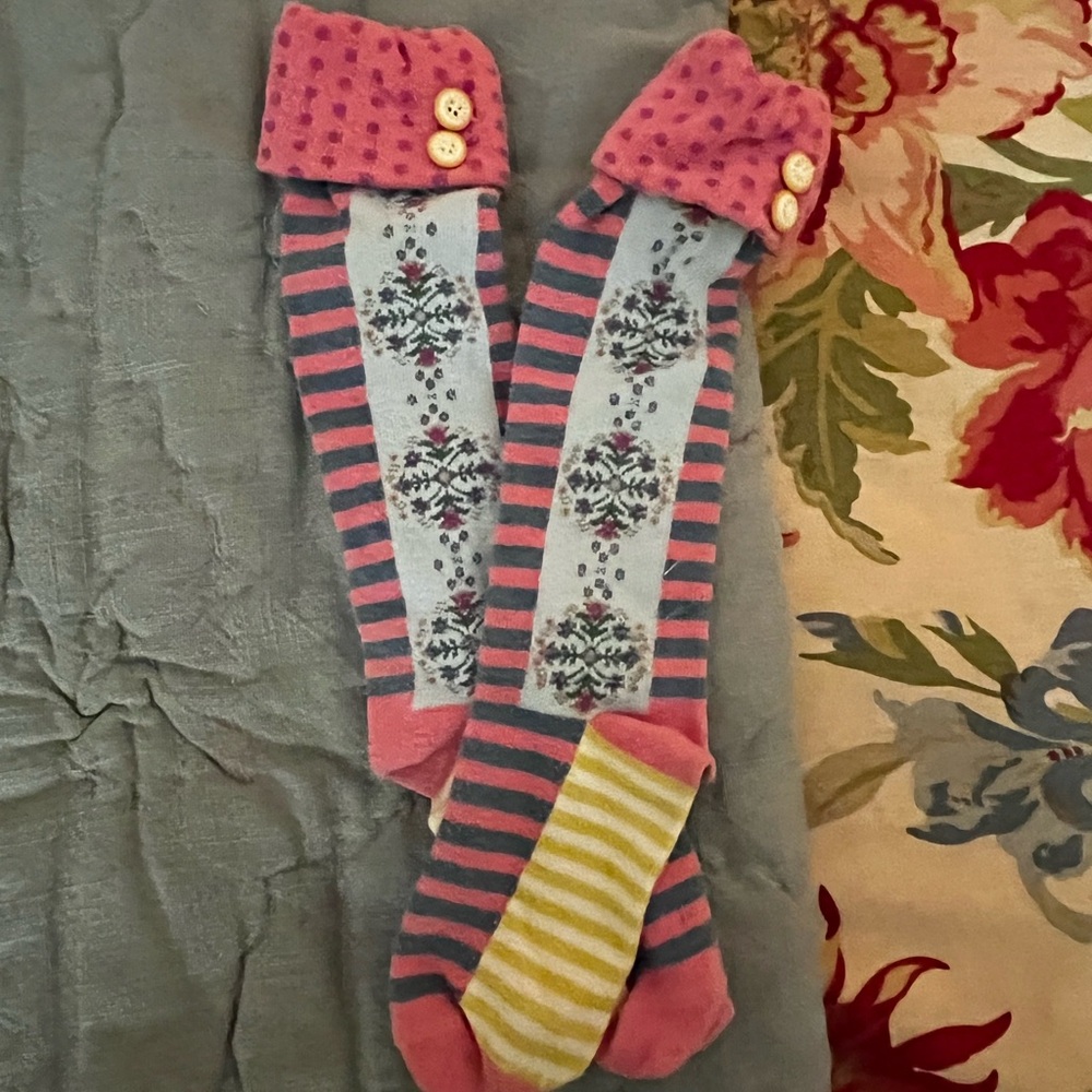 Pink and Gray Striped Men's Socks